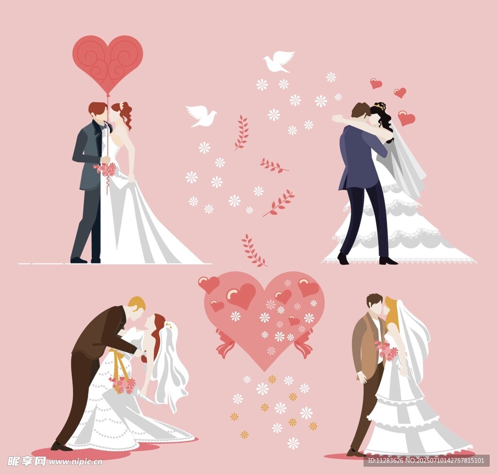 浪漫婚礼情侣甜蜜瞬间