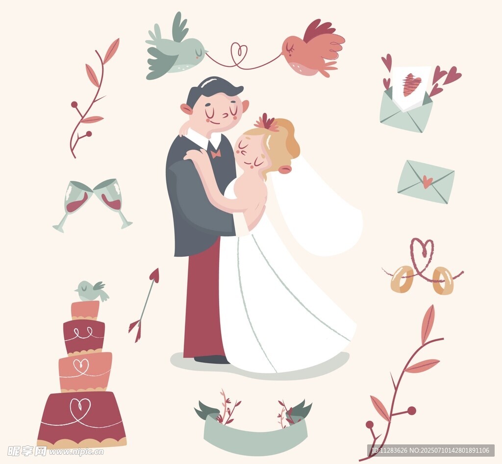 浪漫婚礼插画