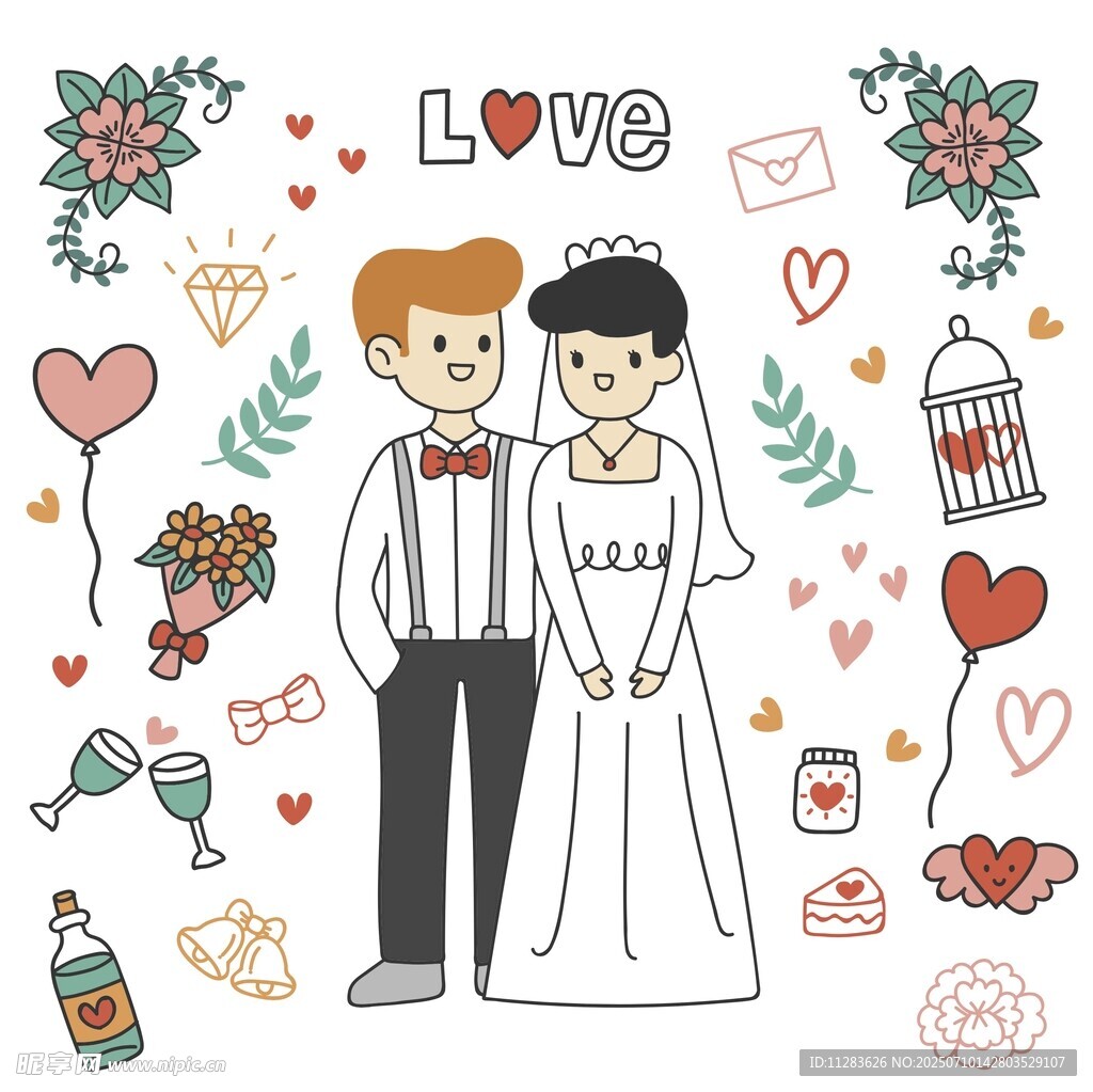 新婚夫妇浪漫爱情元素