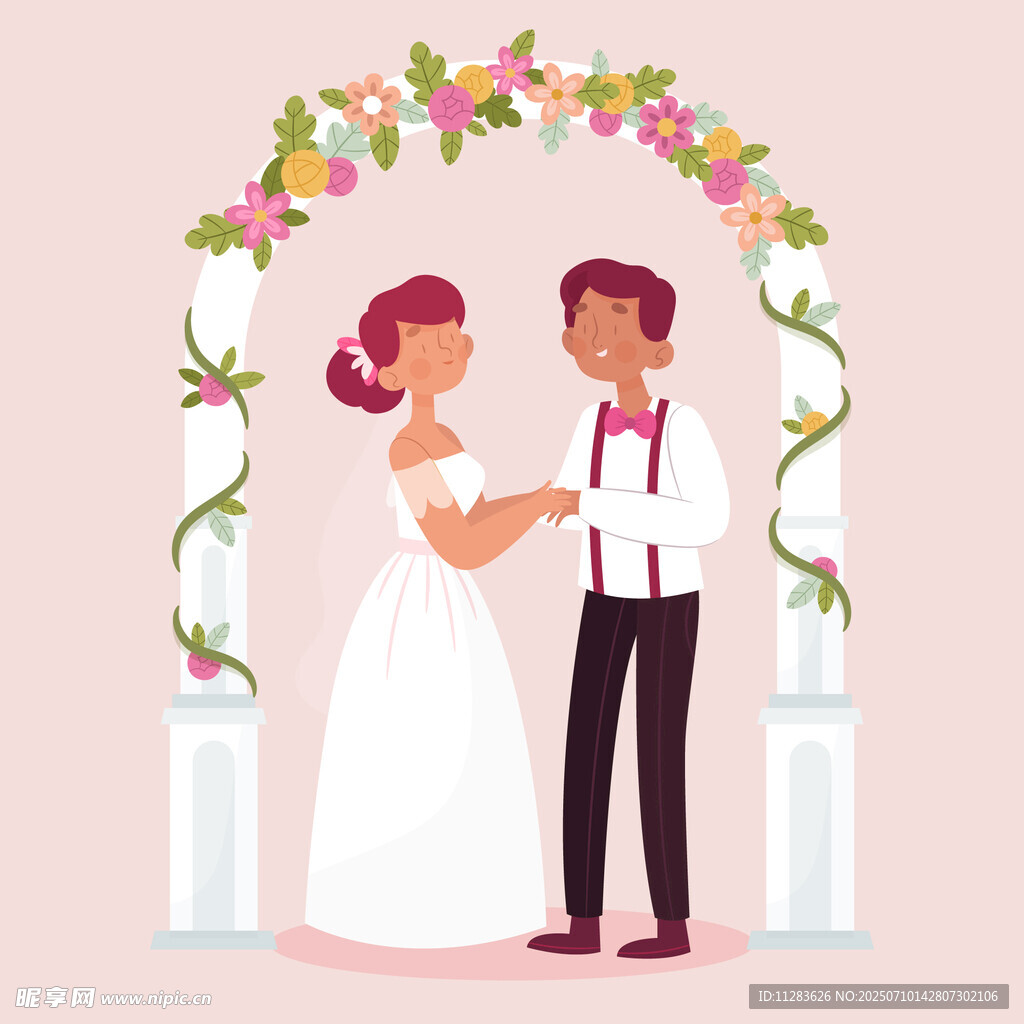 浪漫婚礼上的甜蜜新人