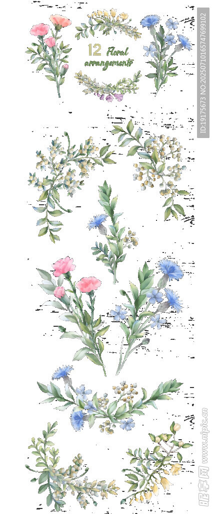 手绘清新花卉装饰图案