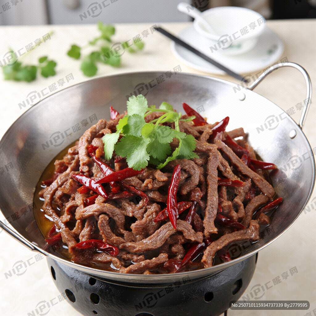 牛肉丝干锅 带点油汤