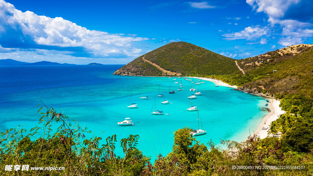 美丽海岛蓝色海景风光