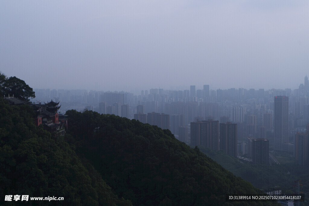 雾中城市景观