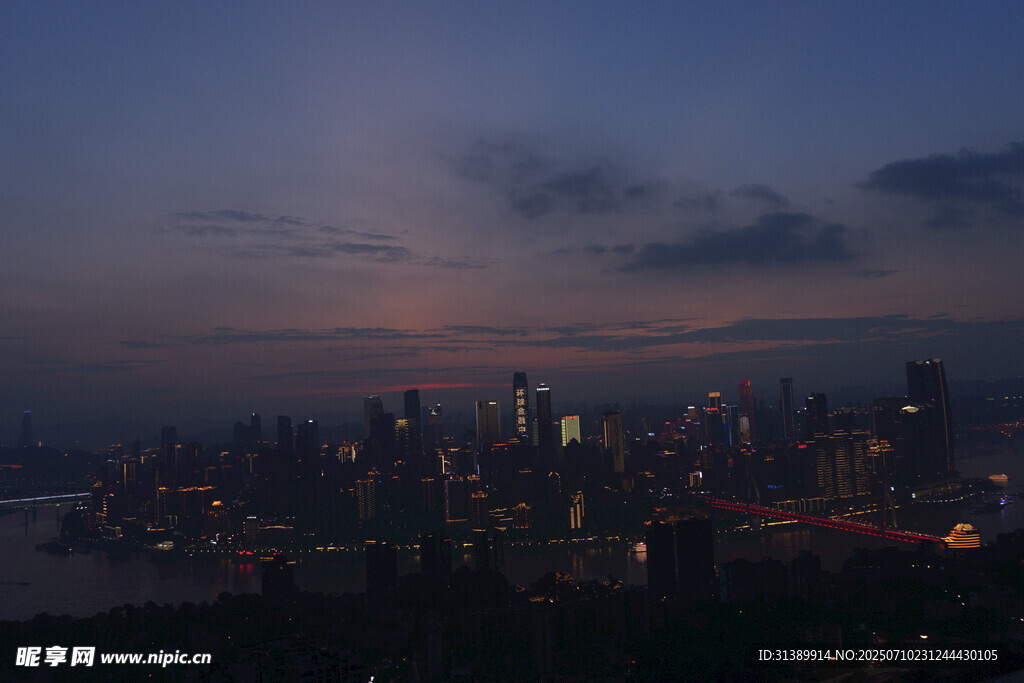 城市黄昏天际线夜景风光