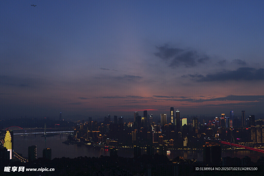 城市黄昏天际线夜景风光