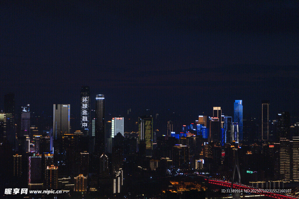 城市璀璨夜景俯瞰图