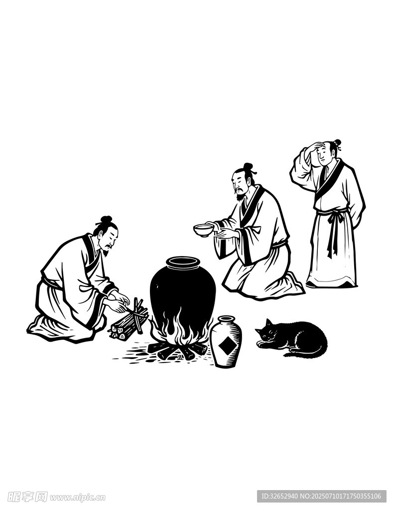 古人酿酒场景图