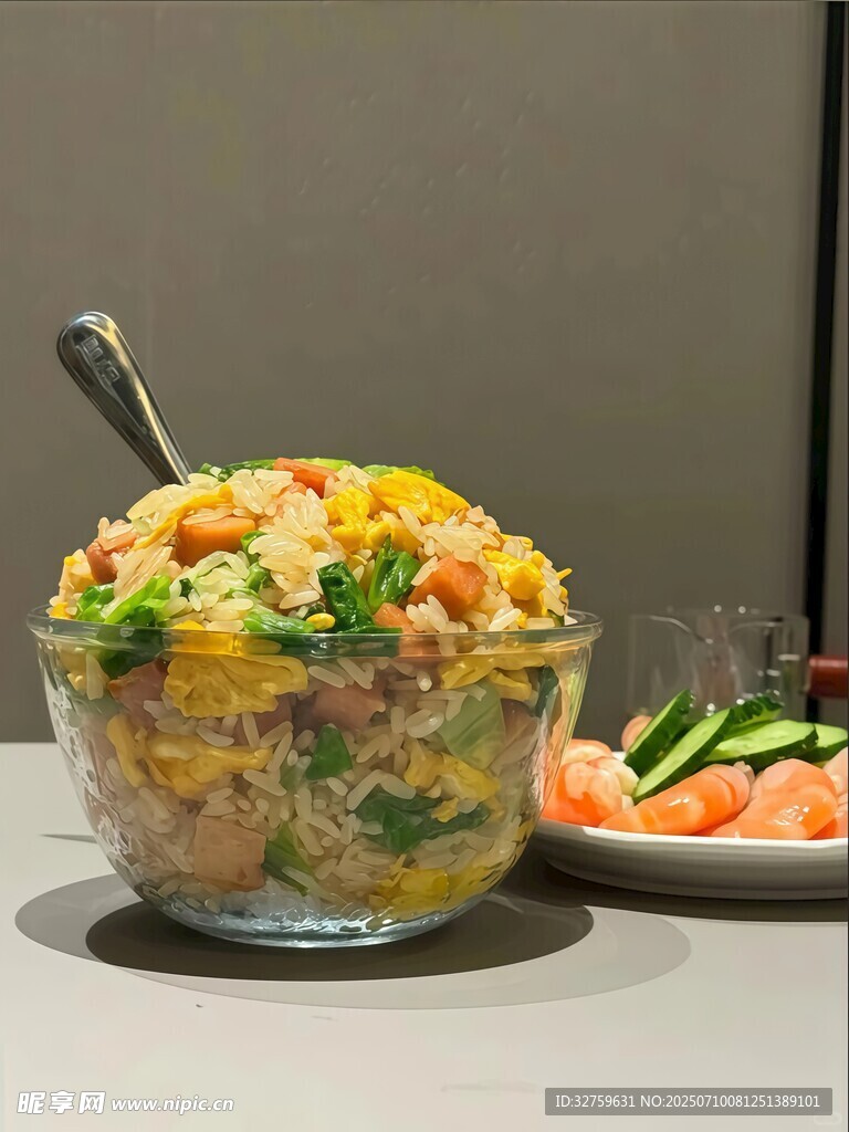美味虾仁蔬菜沙拉炒饭