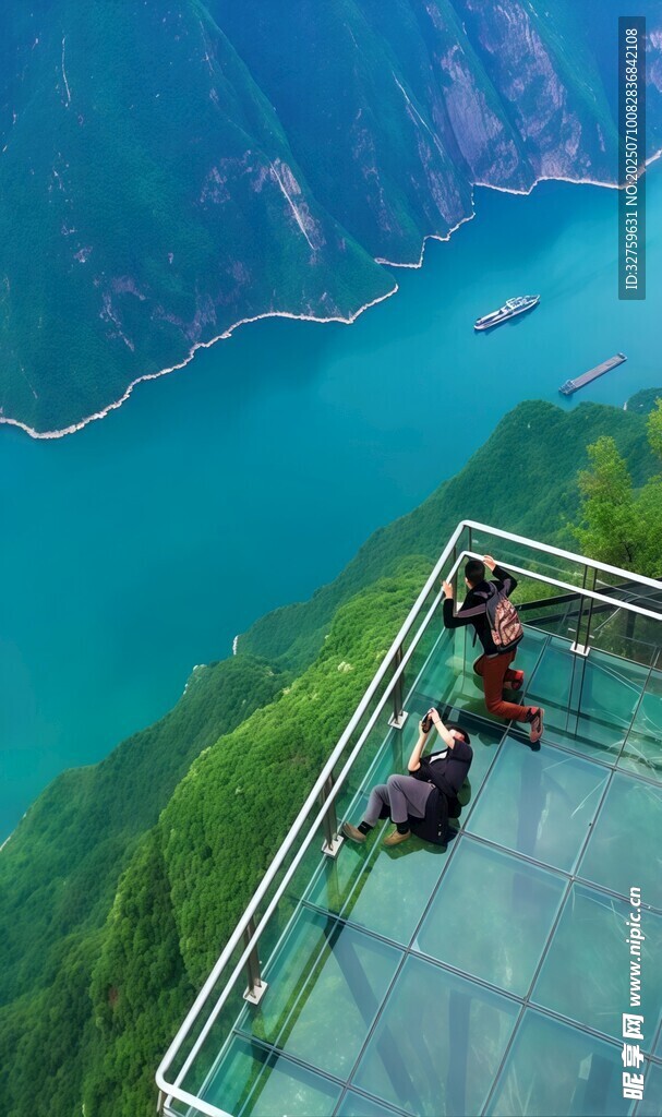 悬崖玻璃观景台俯瞰美景