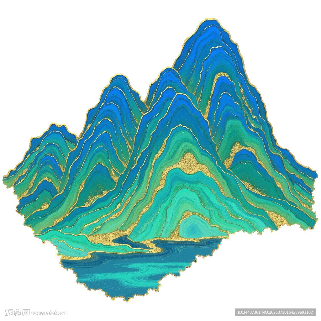 青绿山水插画