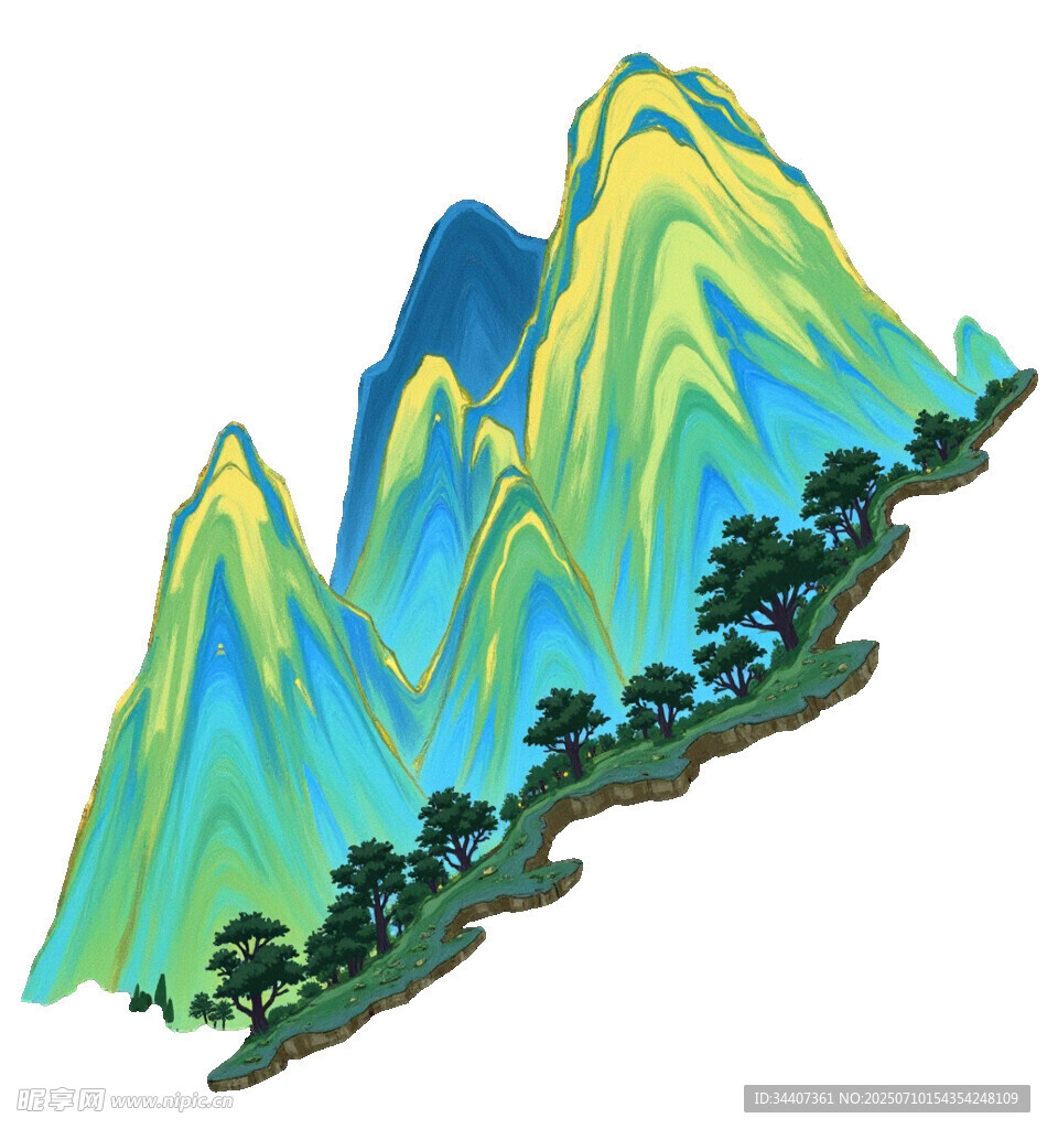 彩色山峦风景图