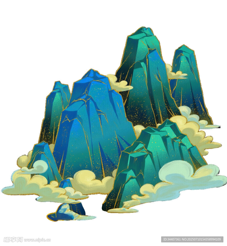 卡通风格的奇幻山峰景观