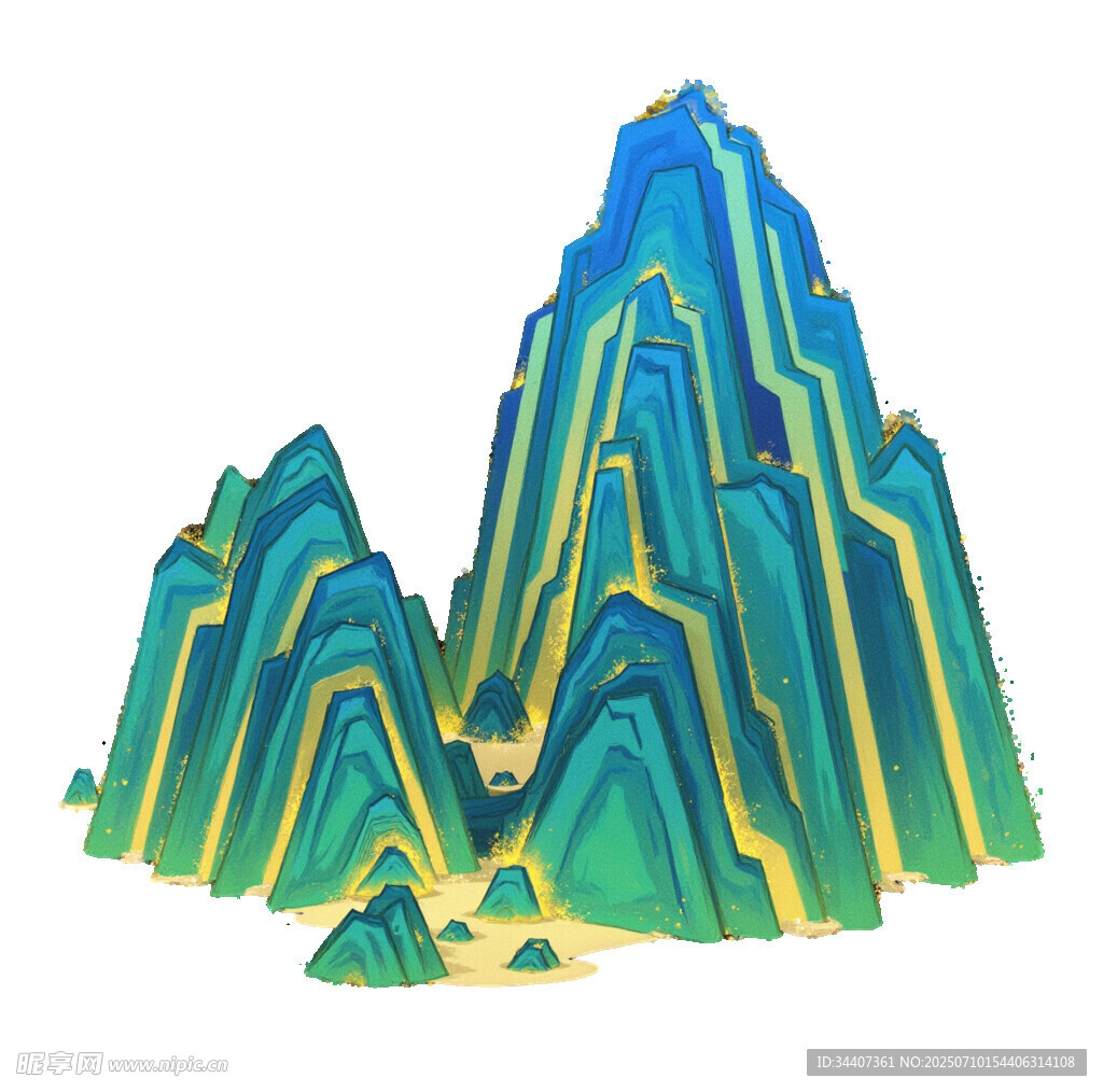 梦幻多彩山峰插画