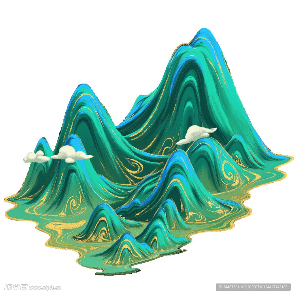 梦幻青绿山水景观