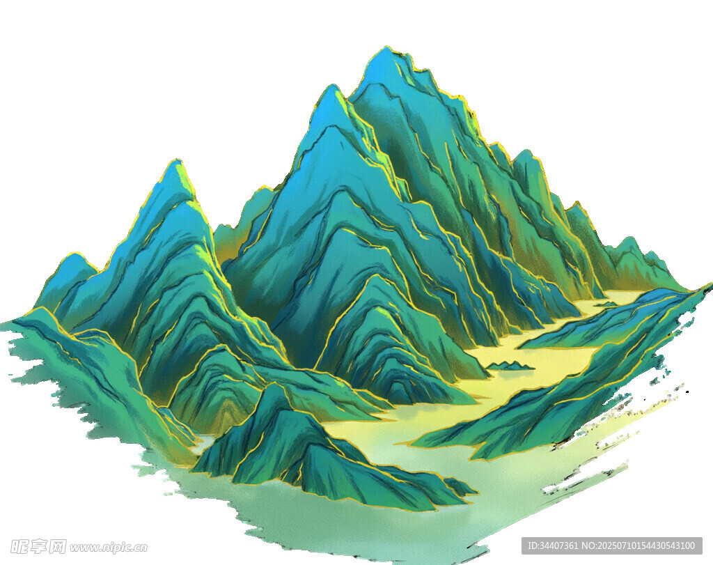 水墨风格山峦景观图