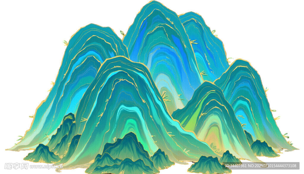 梦幻青绿山水景观