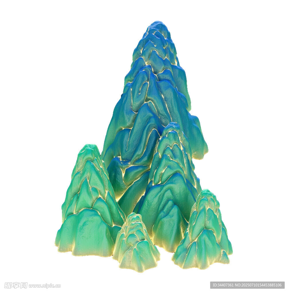 梦幻青绿山水景观模型