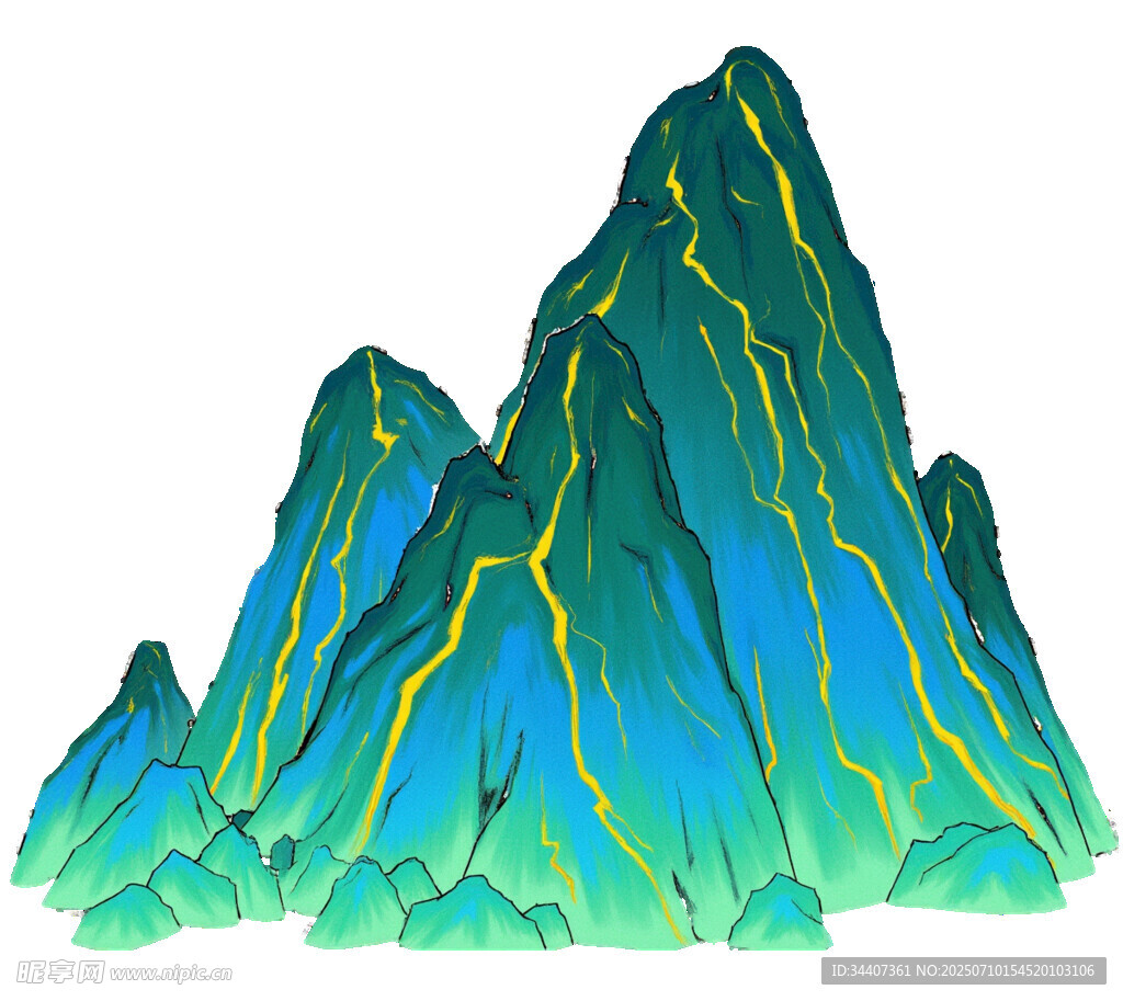 梦幻青绿山峰