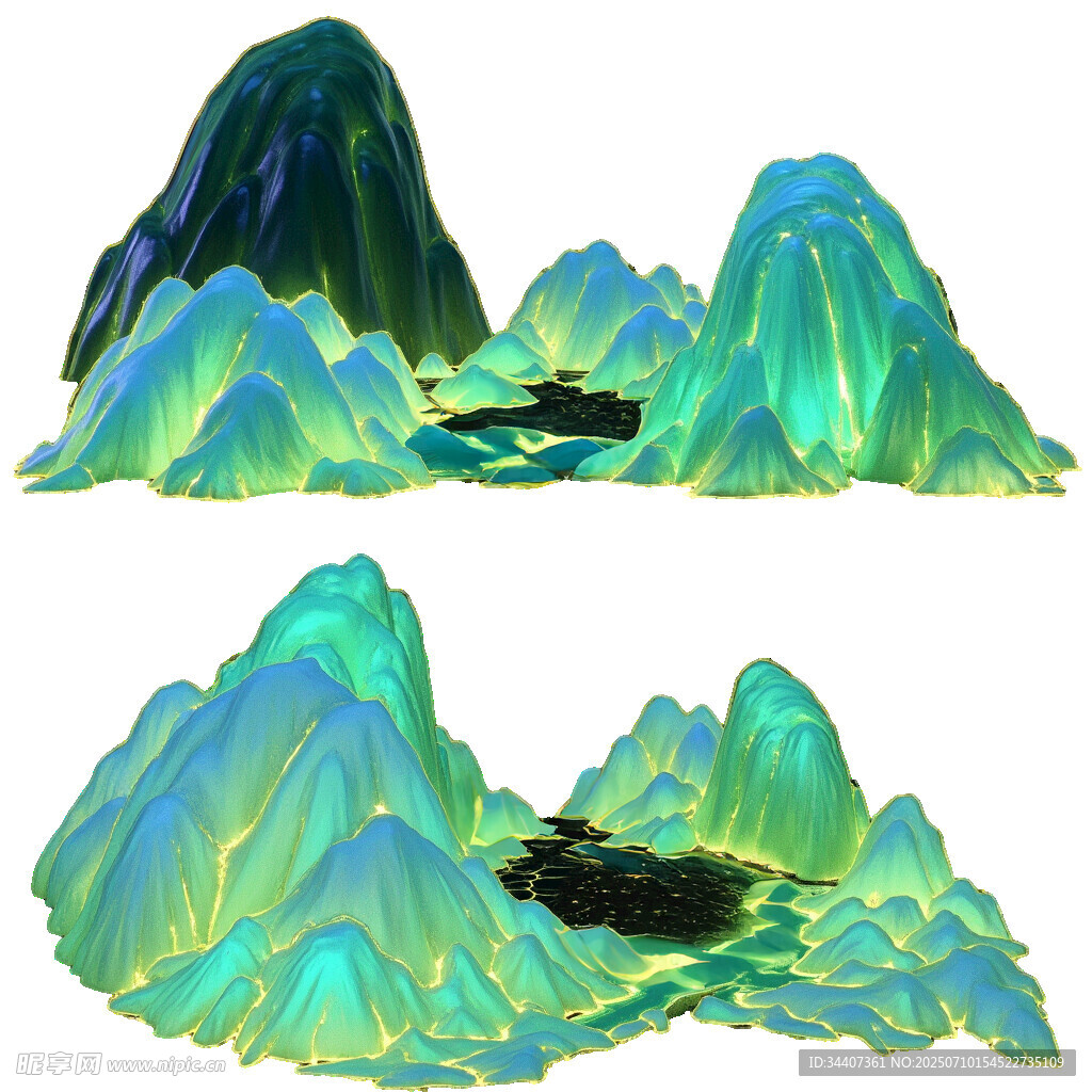 立体彩色山峦景观图