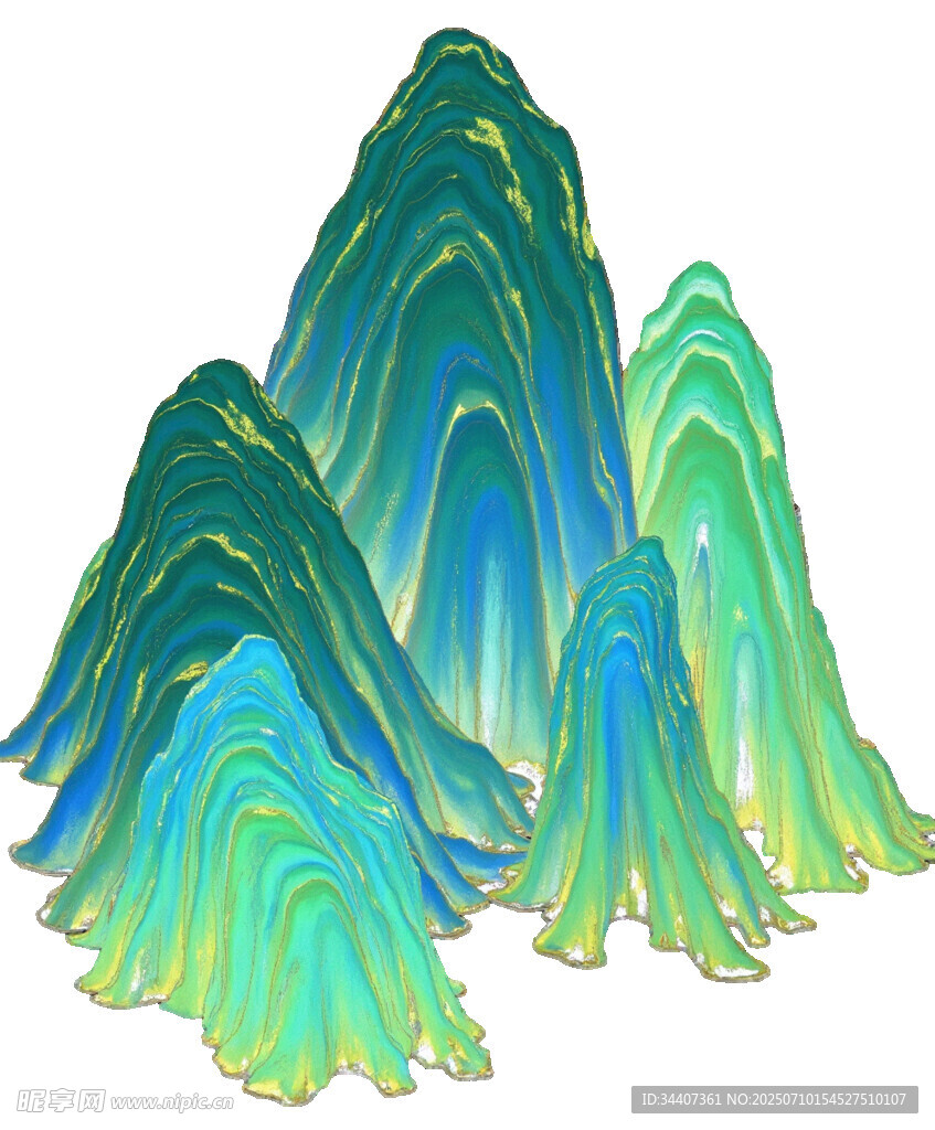 梦幻渐变色彩山峦景观