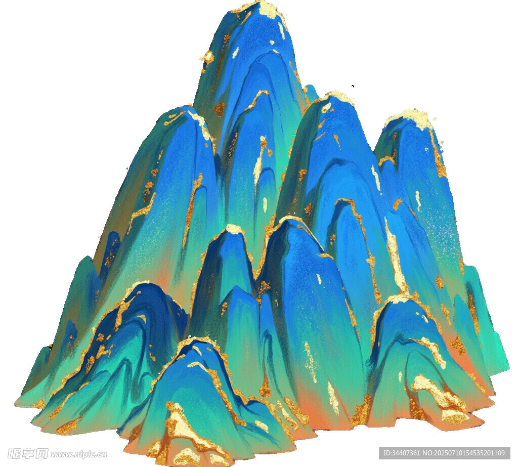 梦幻色彩立体山峰景观