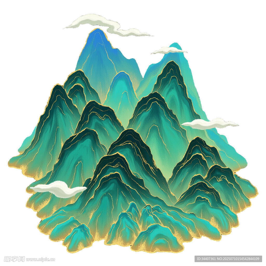青绿群山云绕峰峦