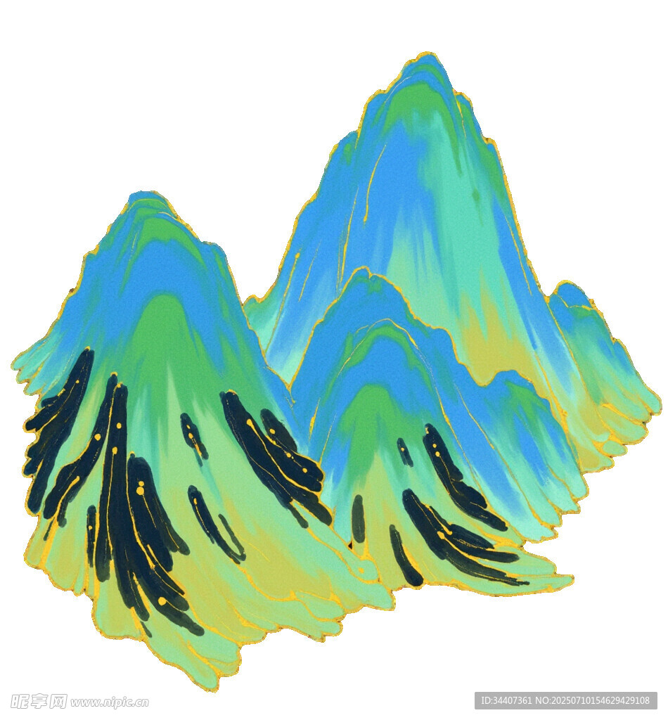 多彩山峦插画