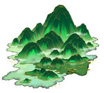 水墨风青绿群山景观