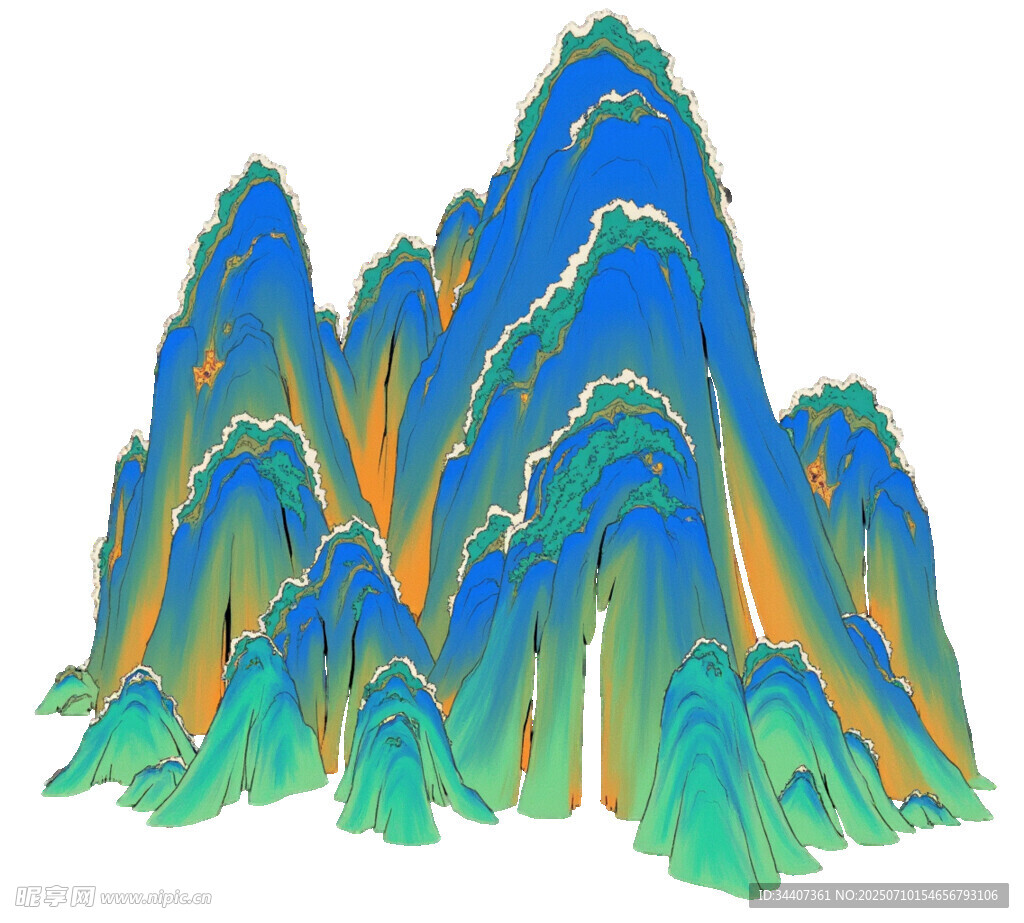 多彩山峦插画