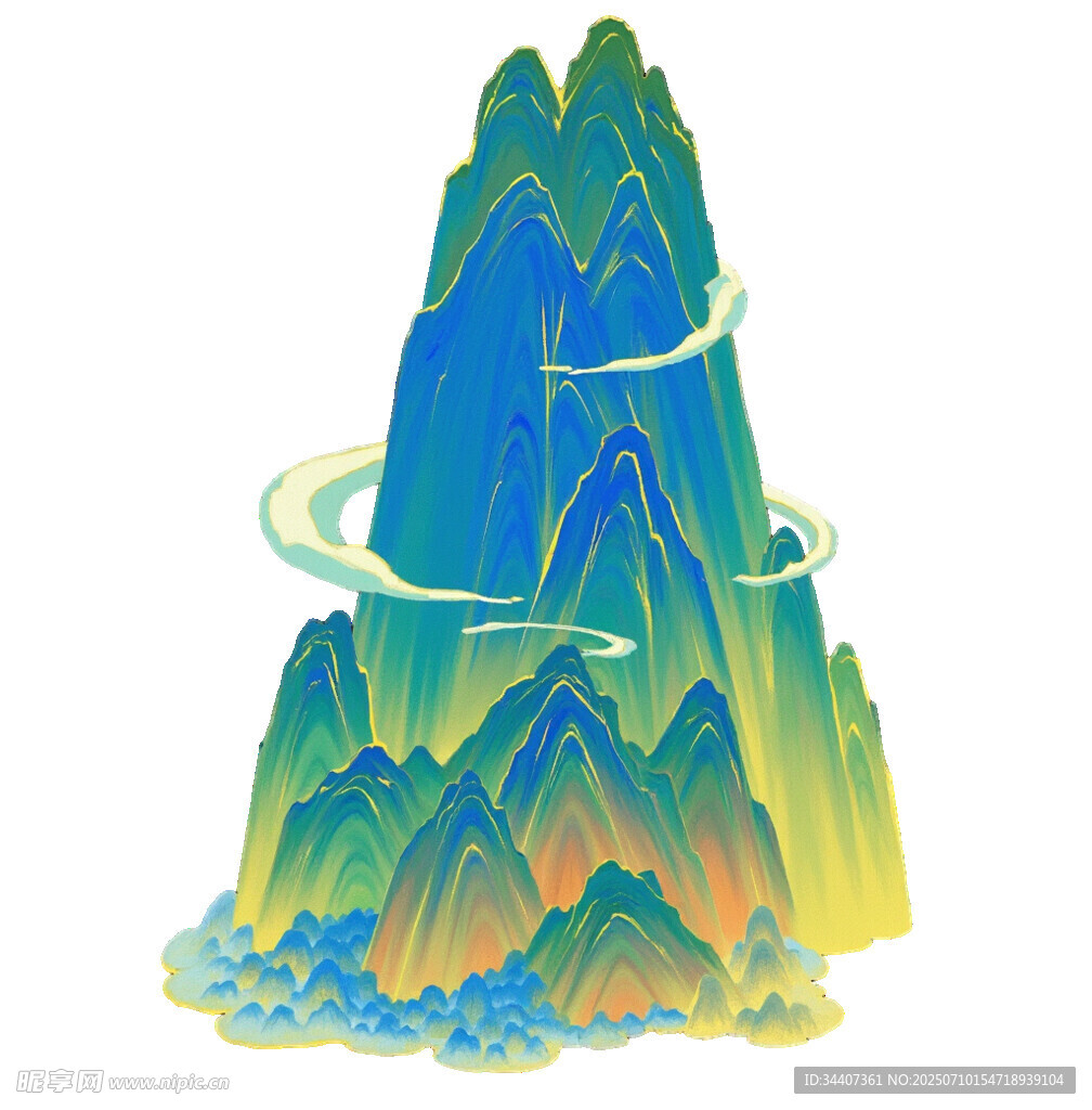 梦幻多彩山峰插画