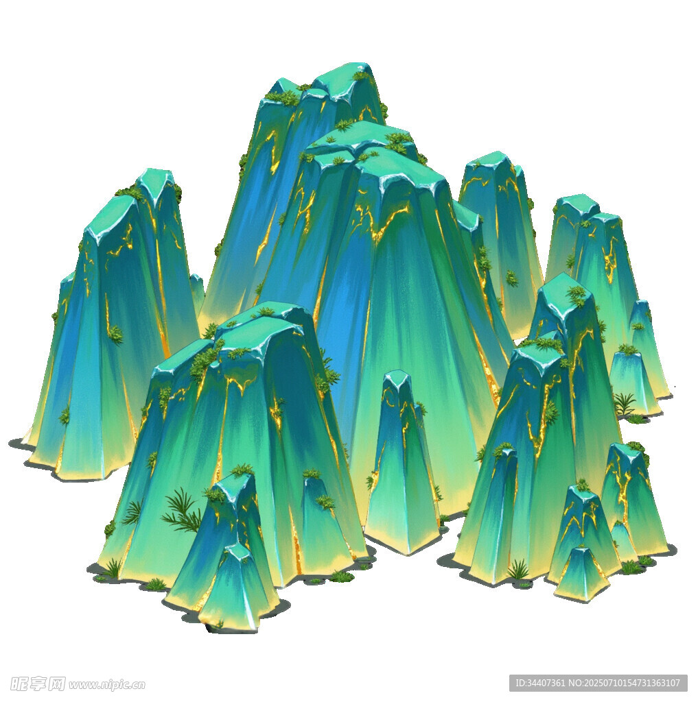 梦幻渐变色彩立体山峰