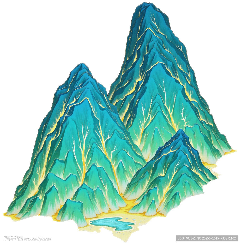 青绿山水插画