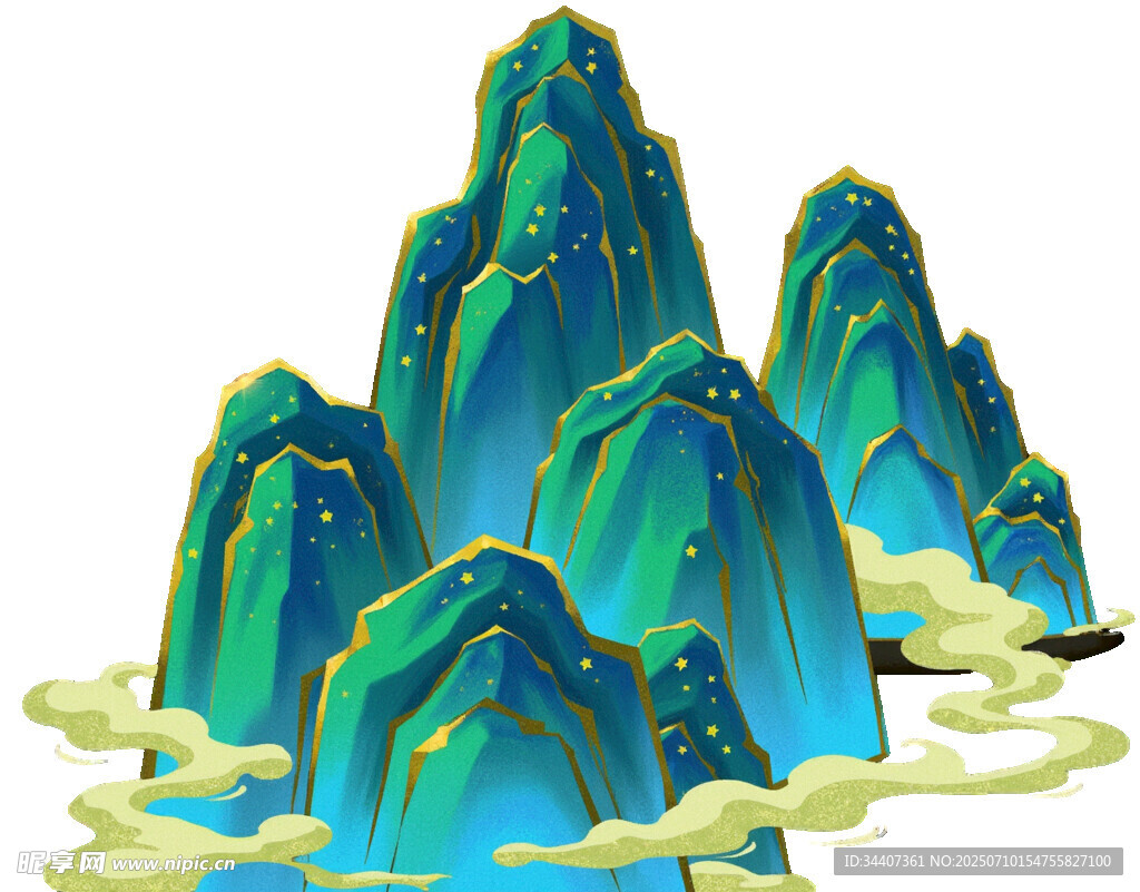 梦幻青绿群山