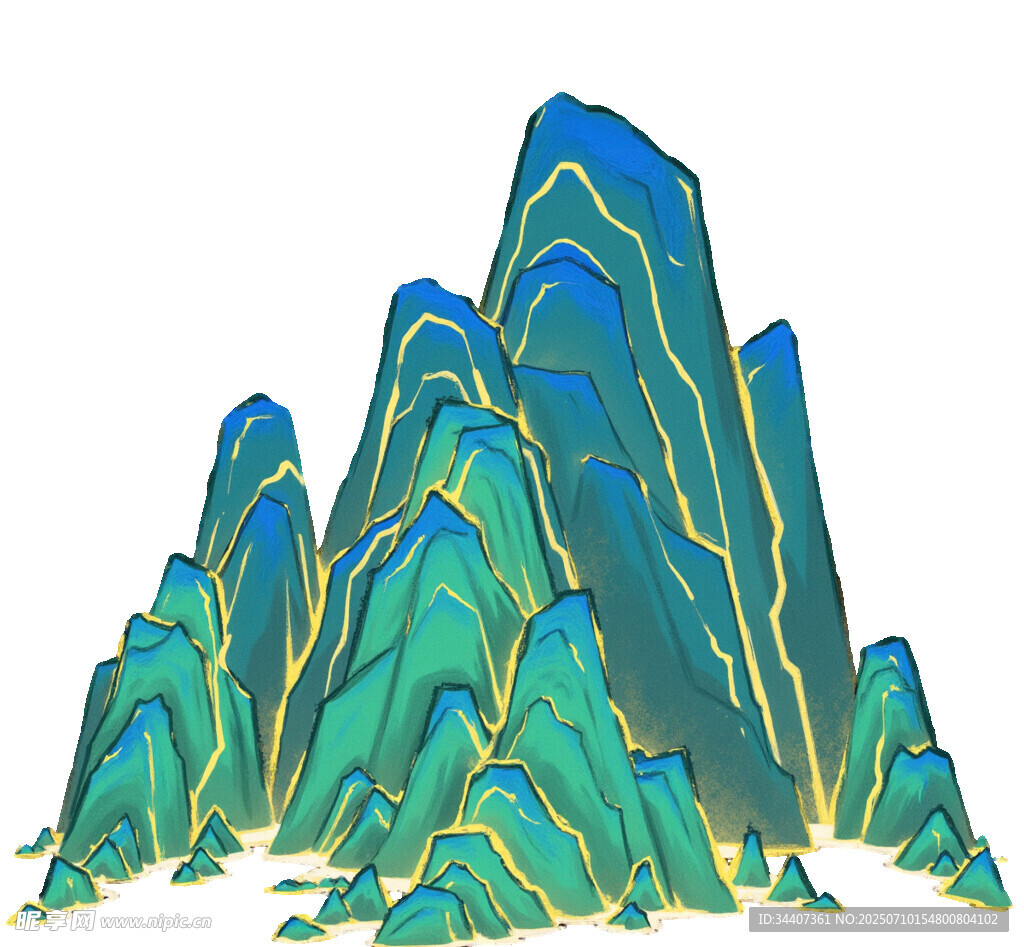 青绿山水插画