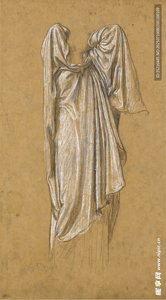 古典雕塑服饰素描图