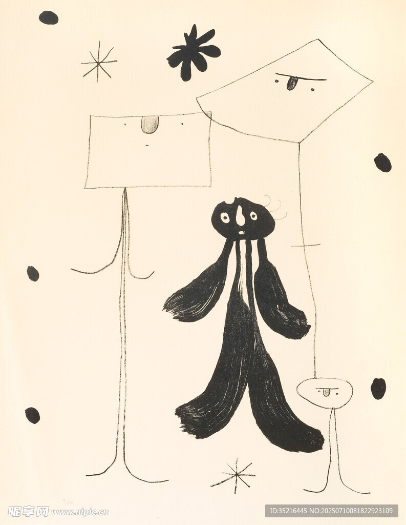 抽象人物与装饰元素插画