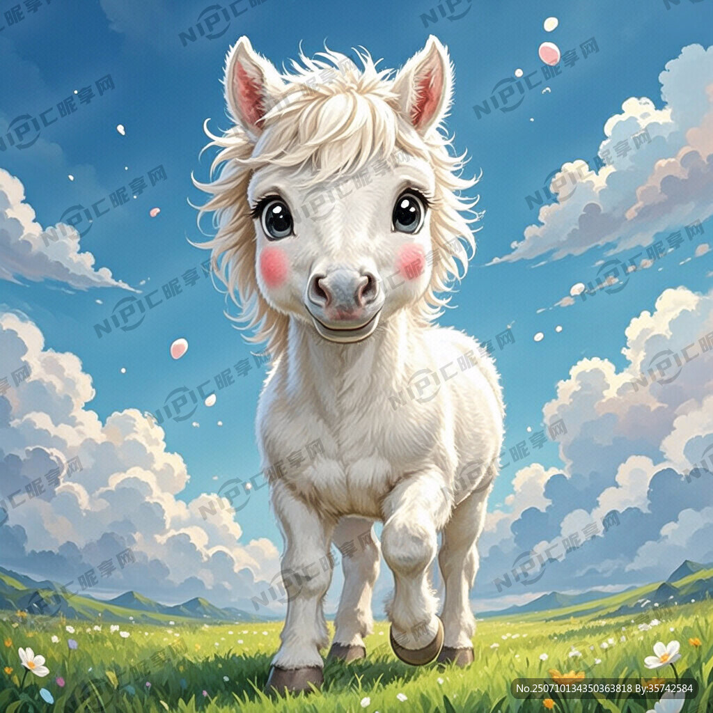 一只可爱的白色小马骏 呆萌