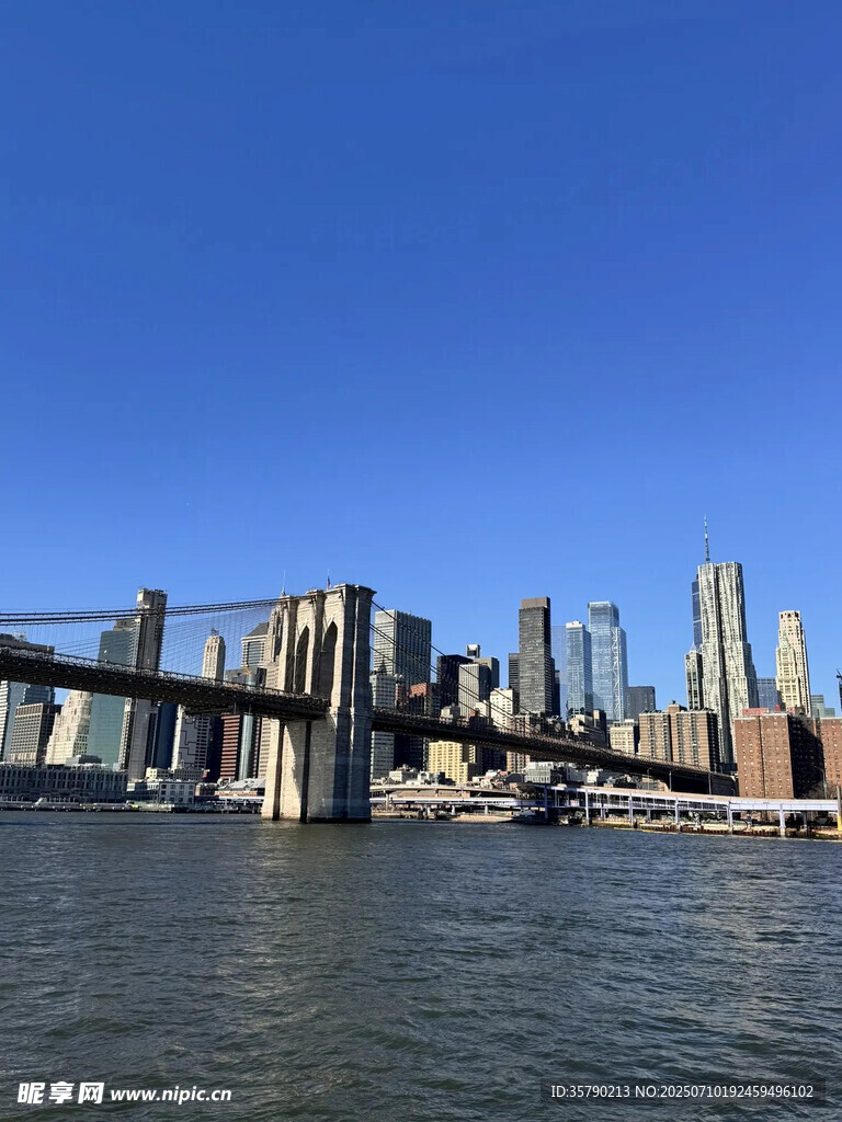 纽约城市天际线与桥梁景观