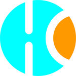 蓝橙相间的字母HC标志