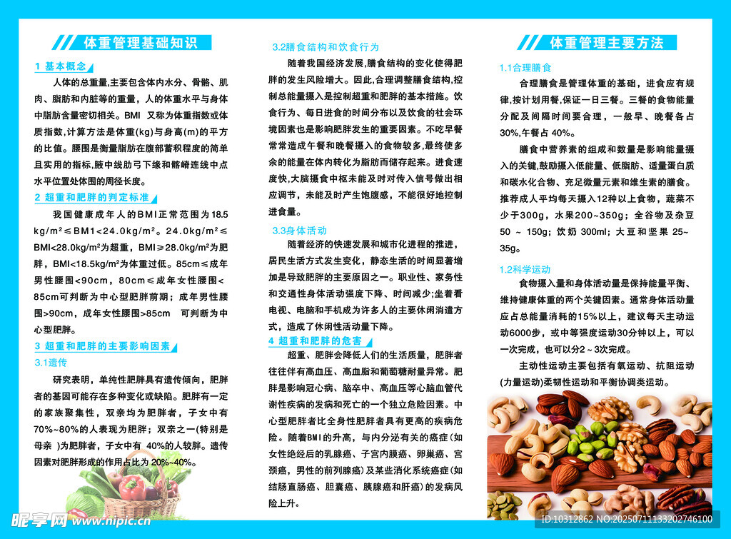 体重管理手册宣传单