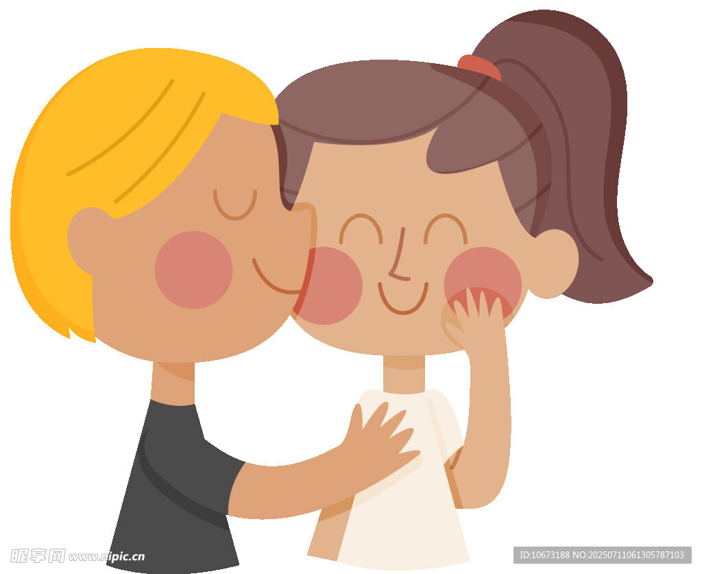 男孩女孩亲昵互动瞬间