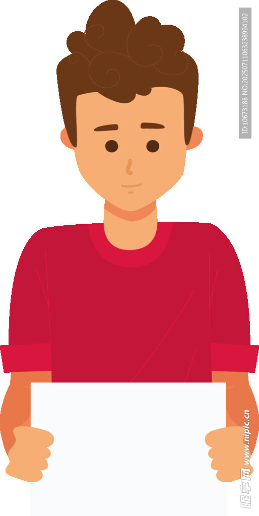 手持白板的红衣男子