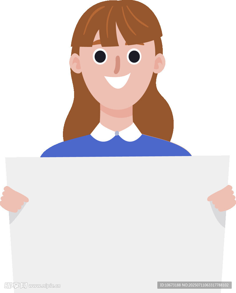 女孩手持空白广告牌