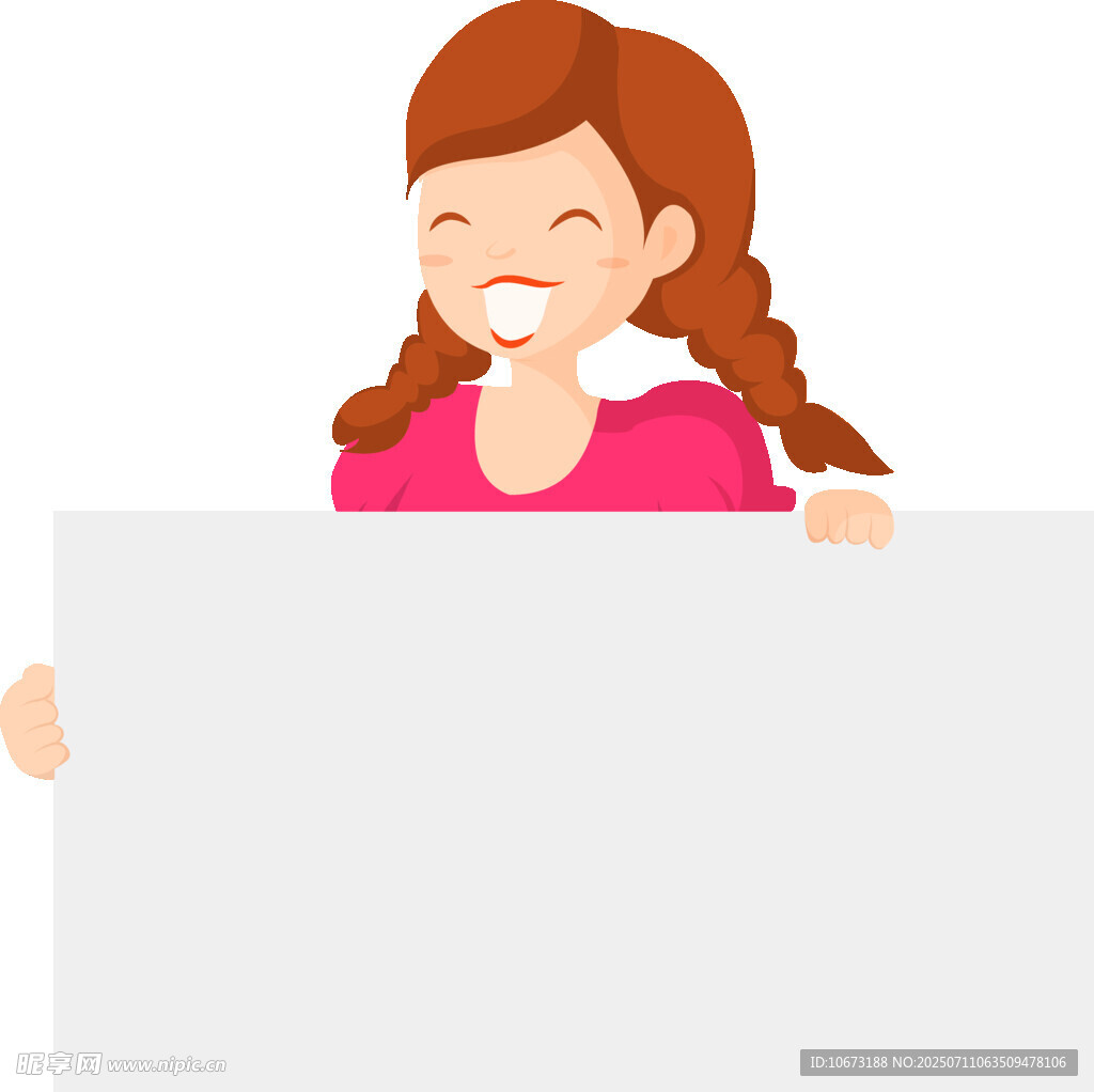 女孩手持空白广告牌