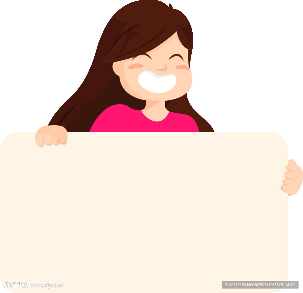女孩手持空白广告牌