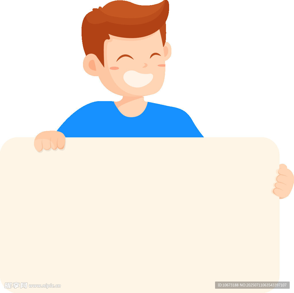 男孩手持空白广告牌