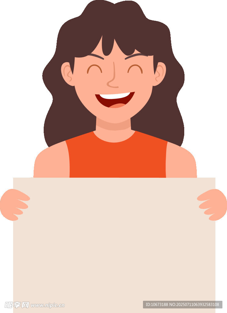 微笑女孩手持空白展板