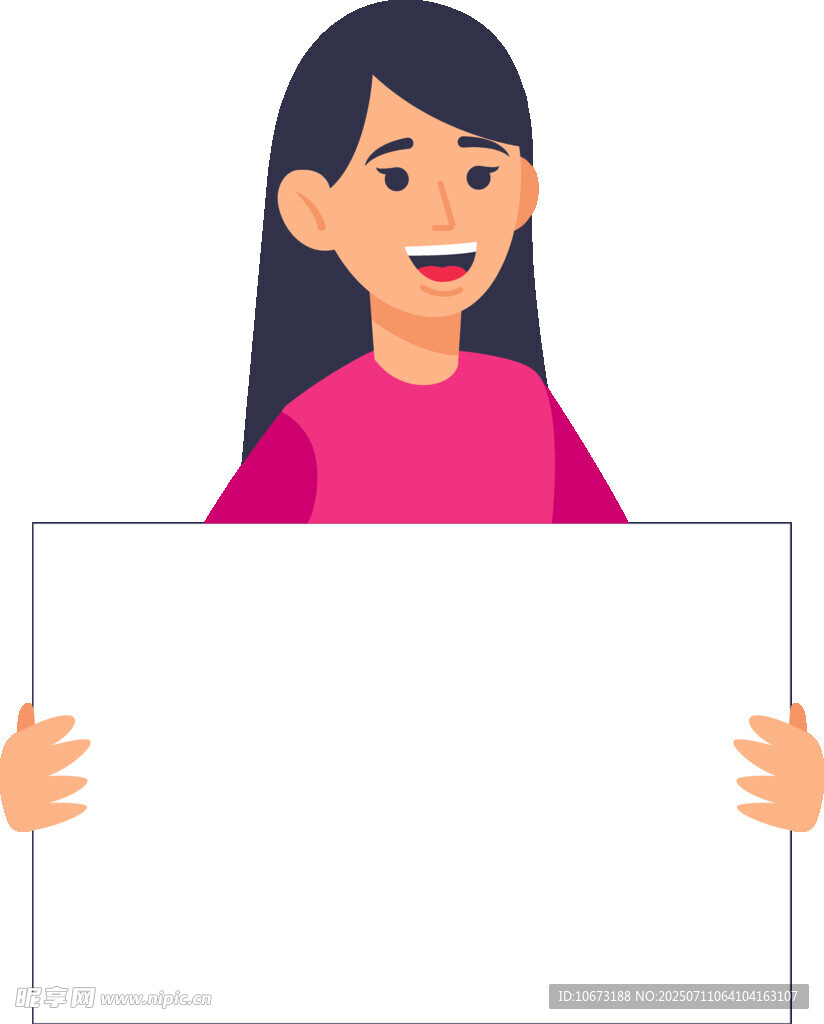 女孩手持空白展示板