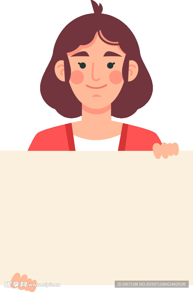 持白板的微笑女性